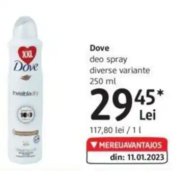DM Dove deo spray diverse variante 250 ml Ofertă