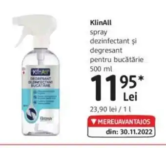 KlinAll spray dezinfectant şi degresant pentru bucătărie 500ml