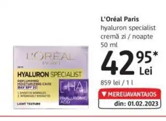DM L'Oréal Paris hyaluron specialist cremă zi / noapte 50 ml Ofertă