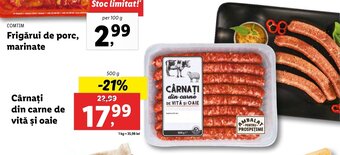 Lidl Cârnaţi din carne de vită şi oaie 500g Ofertă