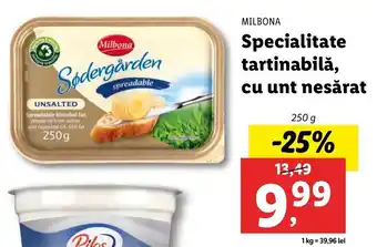 Lidl Milbona Specialitate tartinabilă, cu unt nesărat 250g Ofertă