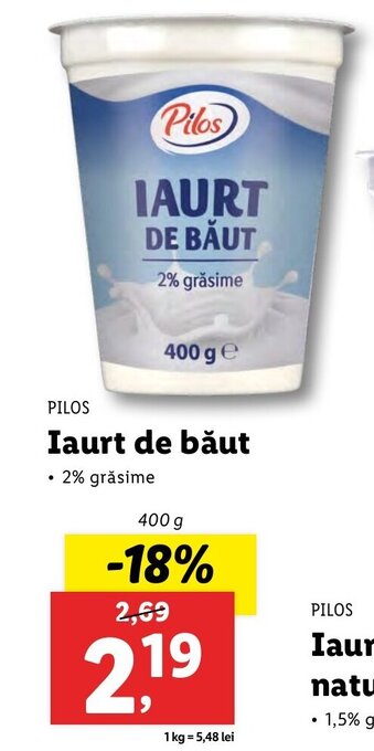Lidl Pilos Iaurt de băut 400g Ofertă