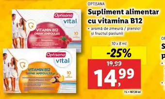 Lidl OPTISANA Supliment alimentar cu vitamina B12 10 x 8 ml Ofertă