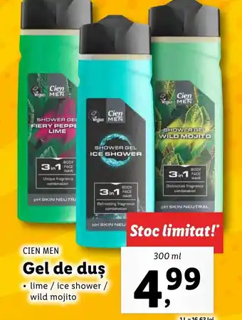 Lidl CIEN MEN Gel de duş 300ml Ofertă