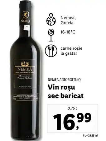 Lidl NEMEA AGIORGITIKO Vin roşu sec baricat 0.75l Ofertă