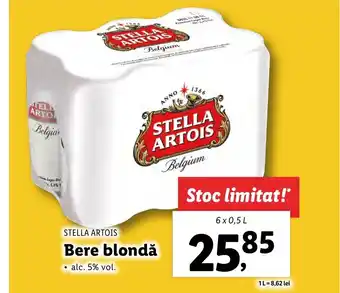 Lidl STELLA ARTOIS Bere blondă 6 x 0.5l Ofertă