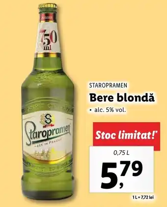 Lidl STAROPRAMEN Bere blondă 0.75l Ofertă