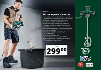 Lidl PARKSIDE Mixer vopsea şi mortar 1600w 1 buc Ofertă