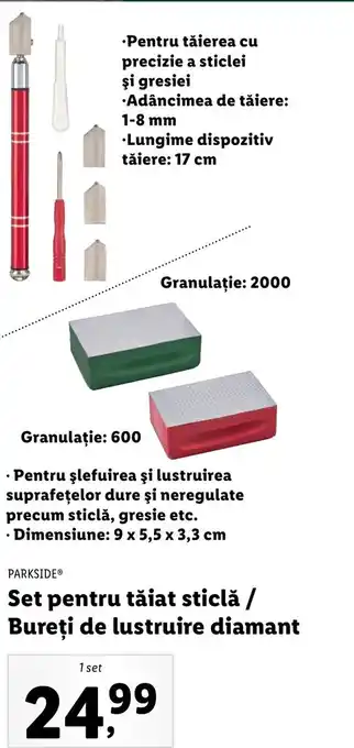 PARKSIDE Set pentru tăiat sticlă / Bureți de lustruire diamant 1 set