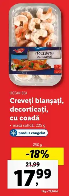 Lidl OCEAN SEA Creveţi blanșați, decorticaţi, cu coadă 250g Ofertă