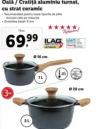 Lidl ERNESTOⓇ Oală / Cratiţă aluminiu turnat, cu strat ceramic 1 buc. Ofertă