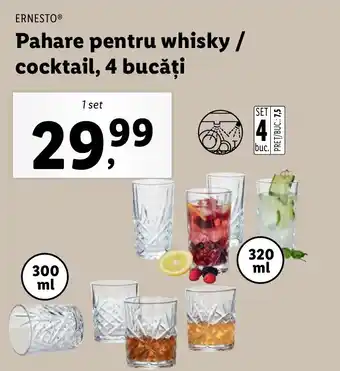 ERNESTOⓇ Pahare pentru whisky / cocktail, 4 bucăți 1 set