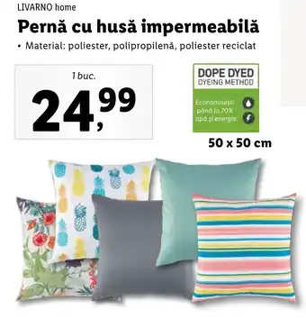 Lidl LIVARNO home Pernă cu husă impermeabilă 50x50cm 1 buc. Ofertă
