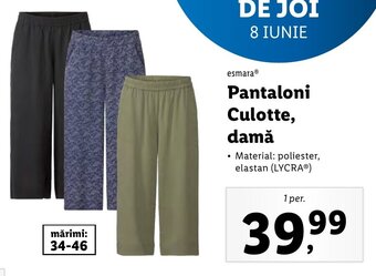 Lidl Esmara® Pantaloni Culotte, damă 1 per. Ofertă