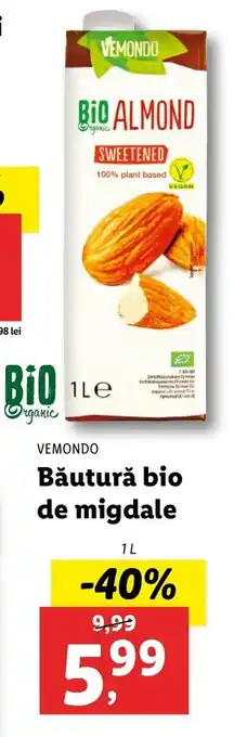 Lidl VEMONDO Băutură bio de migdale 1L Ofertă