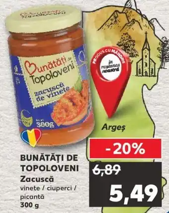 BUNĂTĂŢI DE TOPOLOVENI Zacuscă vinete / ciuperci / picantă 300g