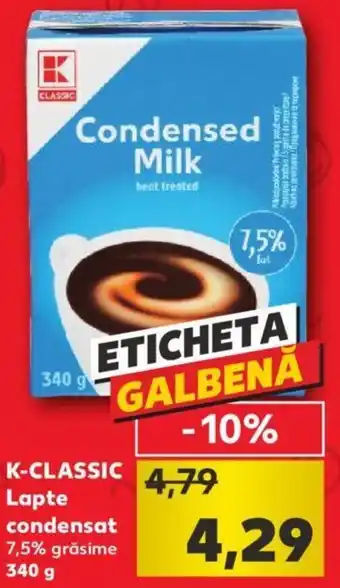 Kaufland K-CLASSIC Lapte condensat 7,5% grăsime 340 g Ofertă