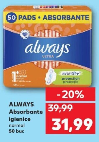 Kaufland ALWAYS Absorbante igienice normal 50 buc Ofertă