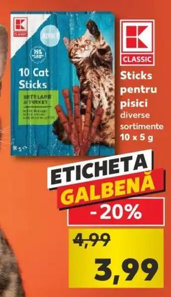 Kaufland Kaufland classic Sticks pentru pisici diverse sortimente 10 x 5g Ofertă