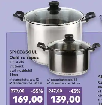 SPICE&SOUL Oală cu capac 12 l 28 cm 1 buc