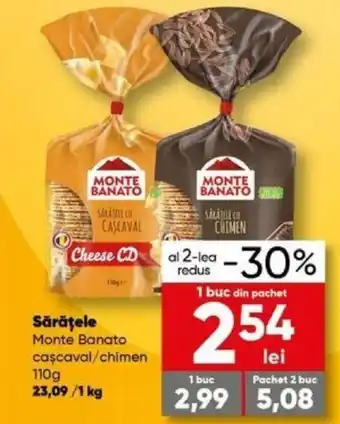 PROFI MONTE BANATO Sărăţele caşcaval/chimen 110g Ofertă