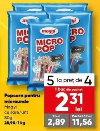 PROFI Popcorn pentru microunde Mogyi cu sare/unt 80g Ofertă