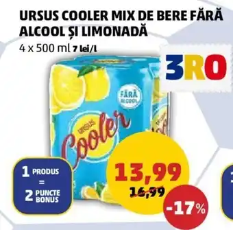 Penny URSUS COOLER MIX DE BERE FĂRĂ ALCOOL ȘI LIMONADĂ 4 x 500 ml Ofertă