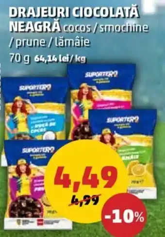 Penny DRAJEURI CIOCOLATĂ NEAGRĂ Cocos/smochine /prune/ lămâie 70 g Ofertă