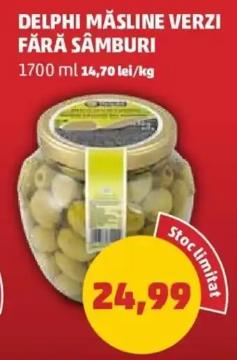 Penny DELPHI MĂSLINE VERZI FĂRĂ SÂMBURI 1700 ml Ofertă