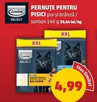 Louisa SELECT PERNUTE PENTRU PISICI pui şi brânză / somon 140 g