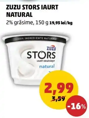 ZUZU STORS IAURT NATURAL 2% grăsime, 150 g