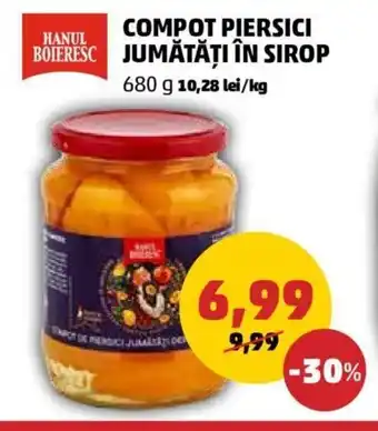 Penny HANUL BOIERESC COMPOT PIERSICI JUMĂTĂȚI ÎN SIROP 680 g Ofertă