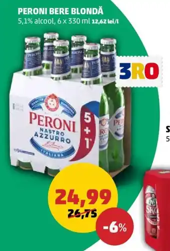 Penny PERONI BERE BLONDĂ 5,1% alcool, 6 x 330 ml Ofertă