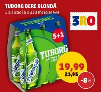 Penny TUBORG BERE BLONDĂ 5% alcool 6 x 330 ml Ofertă