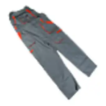 Pantalon de lucru cu pieptar samoa, ajustabil cu catarama, marimea 56, gri/portocaliu