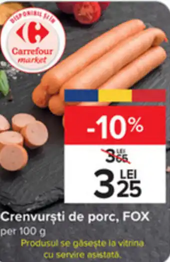 Crenvurşti de porc, FOX per 100 g