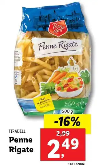 Lidl TIRADELL Penne Rigate 500g Ofertă