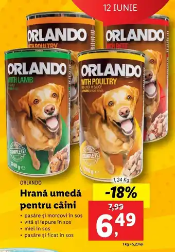 Lidl ORLANDO Hrană umedă pentru câini 1.24 kg Ofertă