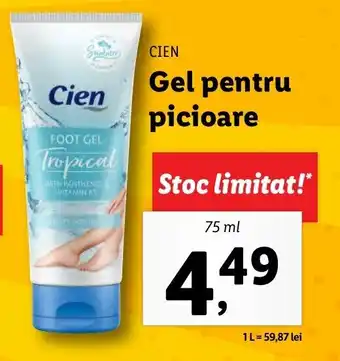 Lidl CIEN Gel pentru picioare 75ml Ofertă