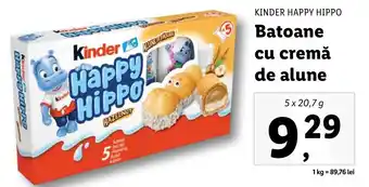 Lidl KINDER HAPPY HIPPO Batoane cu cremă de alune 5 x 20.7g Ofertă