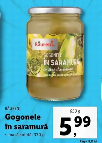 Lidl RÂURENI Gogonele în saramură 650g Ofertă