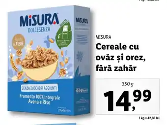 Lidl MISURA Cereale cu ovăz şi orez, fără zahăr 350g Ofertă