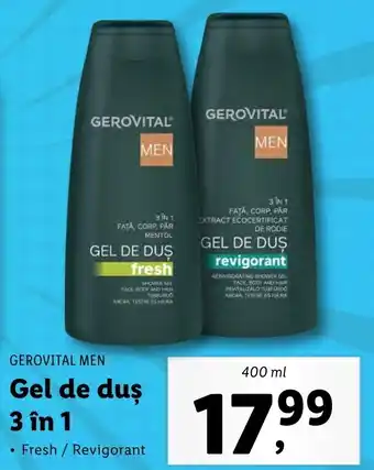 Lidl GEROVITAL MEN Gel de duş 3 în 1 400ml Ofertă