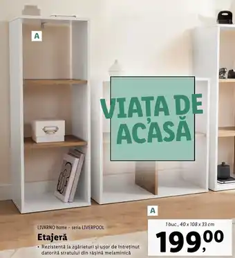 Lidl LIVARNO home - seria LIVERPOOL Etajeră 40 x 108 x 33cm 1 buc Ofertă
