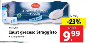 Lidl MILBONA Iaurt grecesc Straggisto 3 x 200g Ofertă
