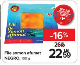 Carrefour NEGRO File somon afumat 100g Ofertă