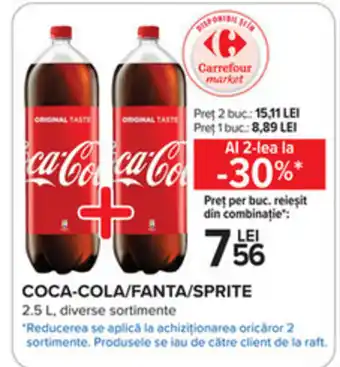 Carrefour COCA-COLA/FANTA/SPRITE 2.5 L Ofertă