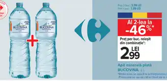 Carrefour BUCOVINA Apă minerală plată 2l Ofertă