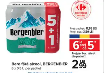 Carrefour Bere fără alcool, BERGENBIER 6 x 0.5 L per pachet Ofertă