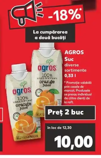 Kaufland AGROS Suc diverse sortimente 0.33l Ofertă